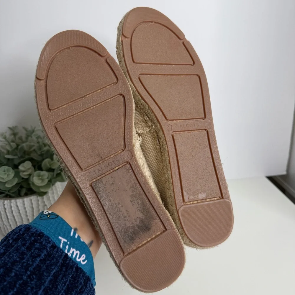 Talbots Izzy Frayed Metallic Espadrille Flats 8M Frayed Edge Resort Wear Coastal
